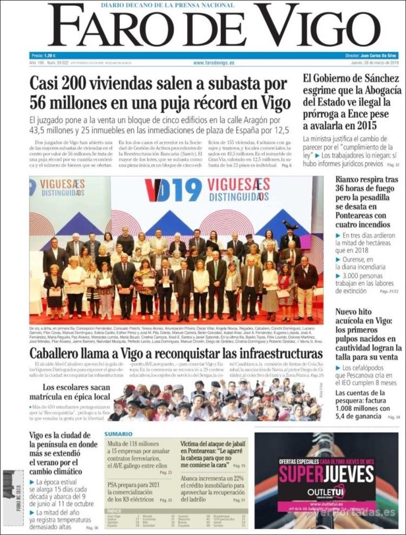 Portada Faro de Vigo 2019-03-29