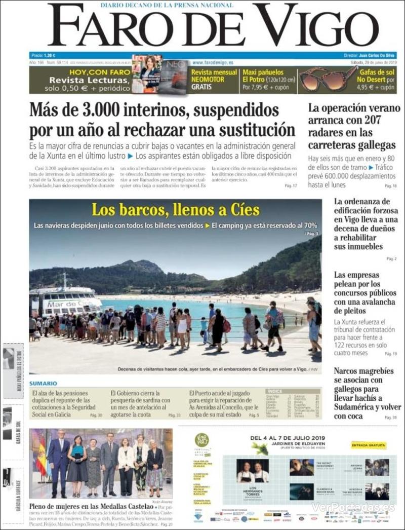 Portada Faro de Vigo 2019-06-30