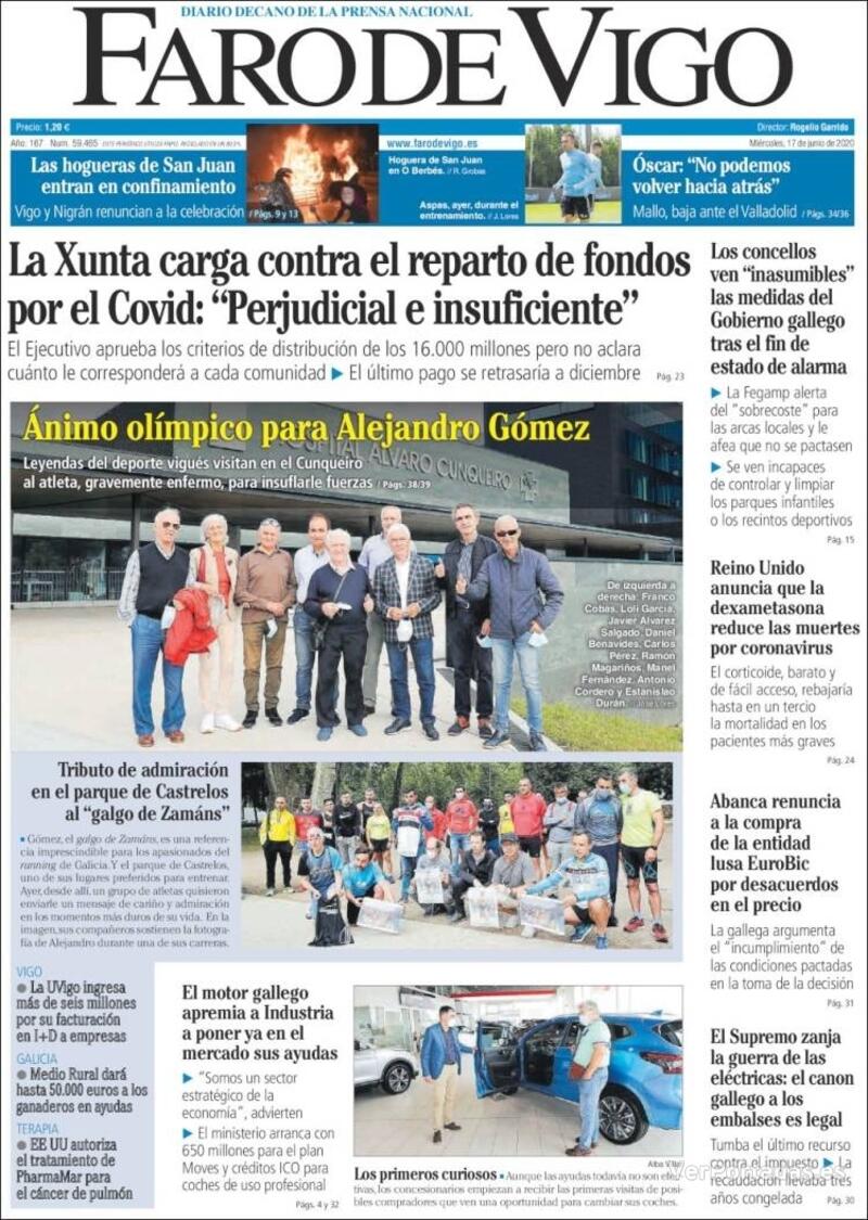 Portada Faro de Vigo 2020-06-18