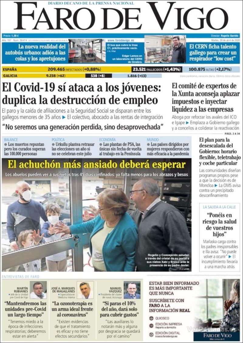 Portada El Diario Vasco 2020-04-28