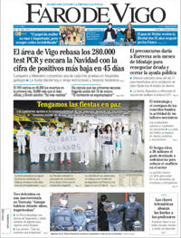 Portada Faro de Vigo 2020-12-11