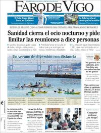 Portada Faro de Vigo 2020-08-15