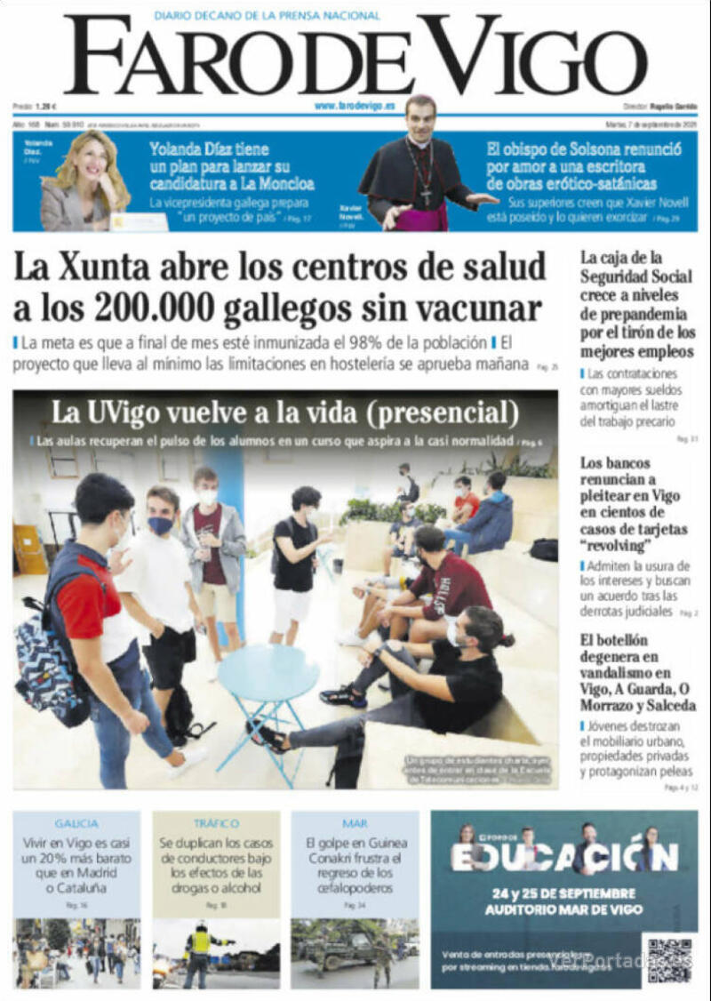 Portada El Diario Vasco 2021-09-07
