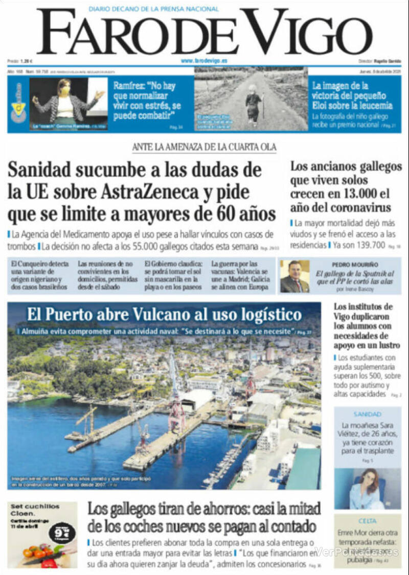 Portada Faro de Vigo 2021-04-09