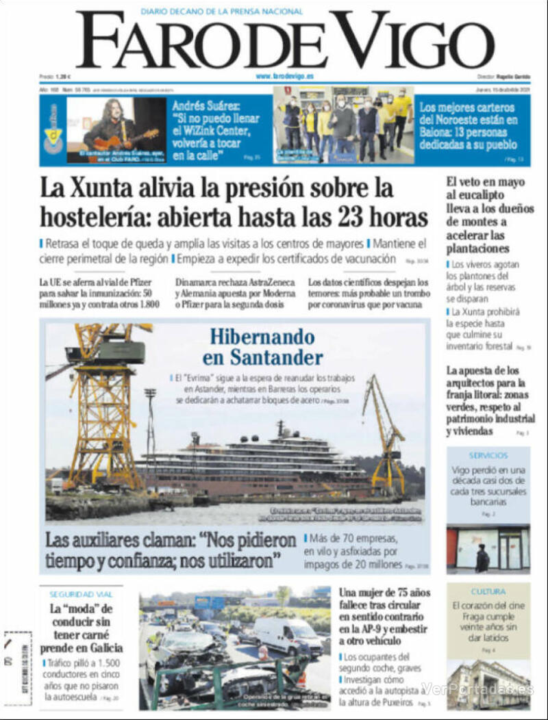 Portada Faro de Vigo 2021-04-16