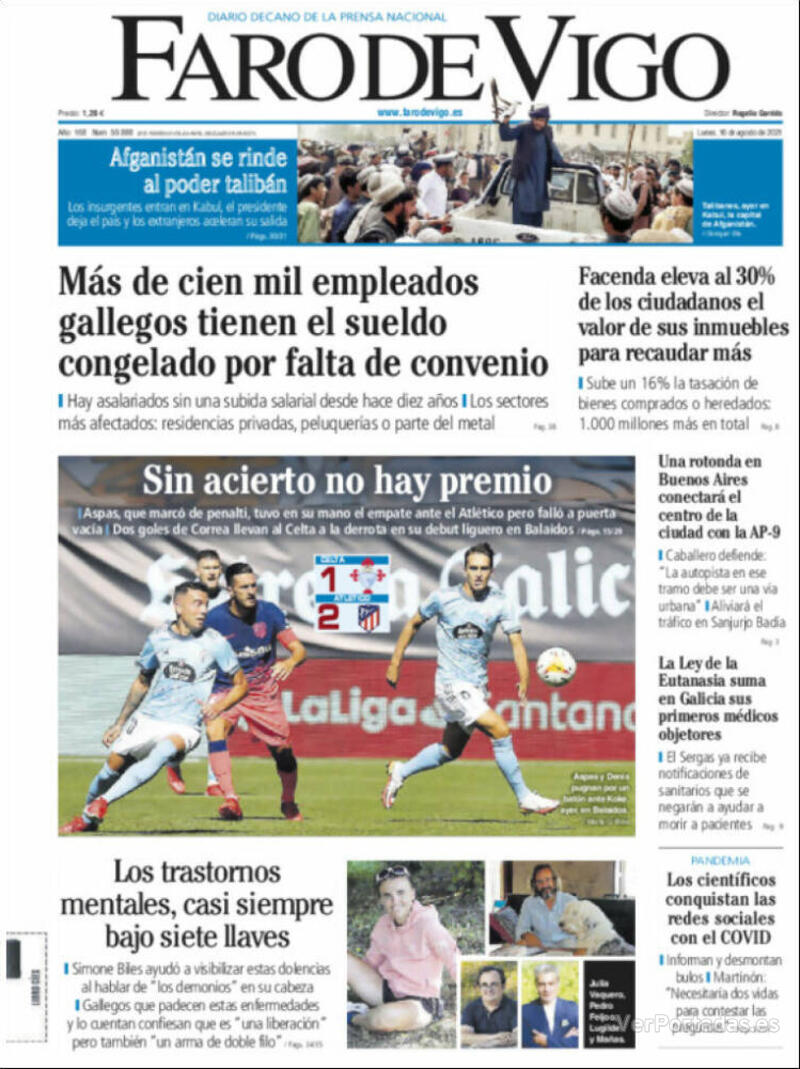 Portada El Diario Vasco 2021-08-16