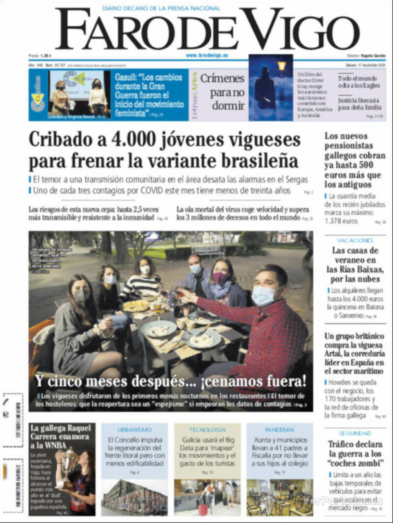 Portada Faro de Vigo 2021-04-18