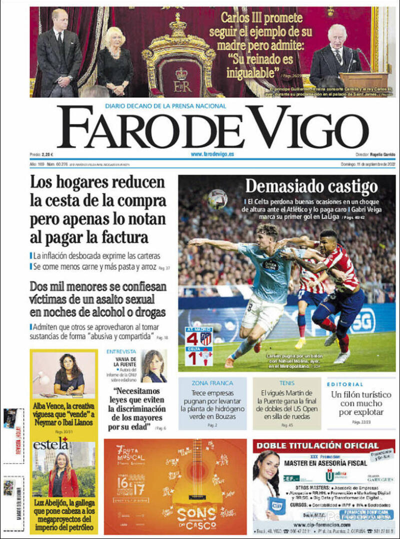 Portada Faro de Vigo 2022-09-12