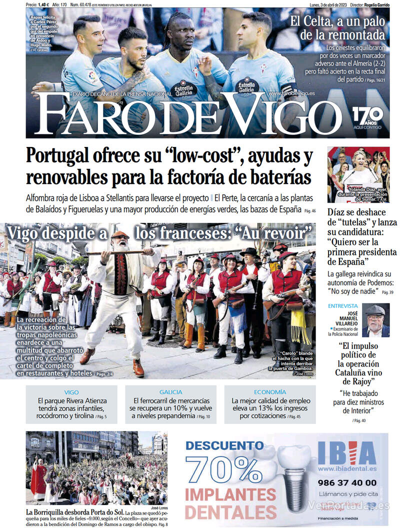 Portada Faro de Vigo 2023-04-04