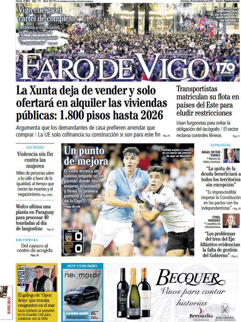 Portada El Diario Vasco 2023-11-26