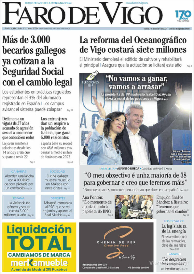 Portada El Diario Vasco 2024-02-16