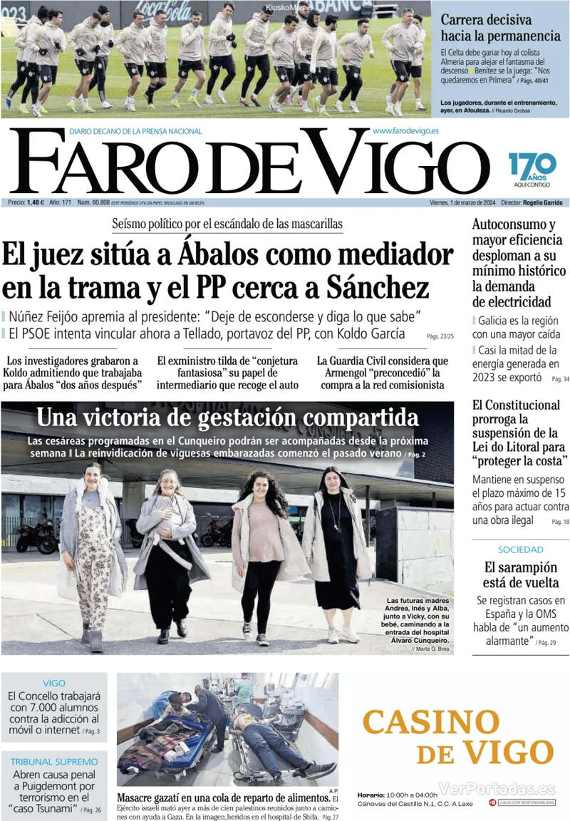 Portada Faro de Vigo 2024-03-02