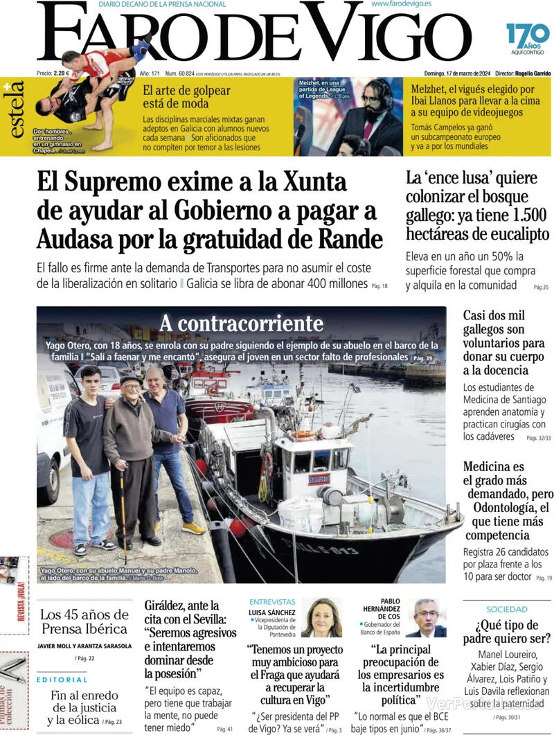 Portada Faro de Vigo 2024-03-18