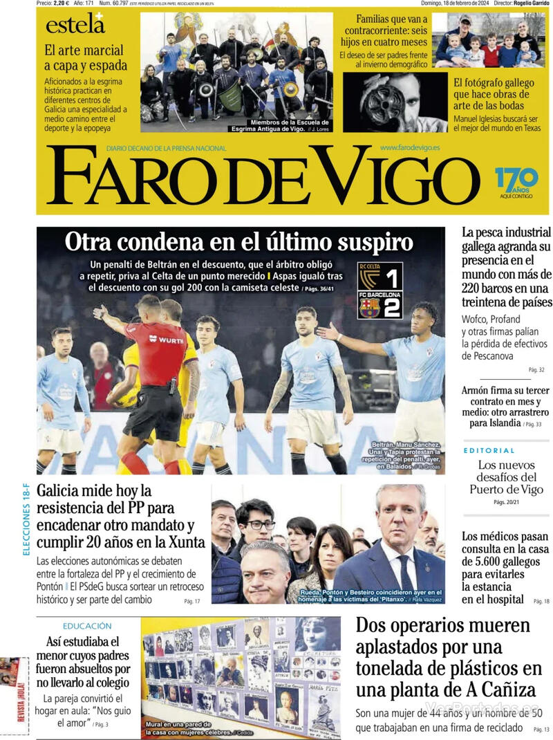 Portada El Diario Vasco 2024-02-18