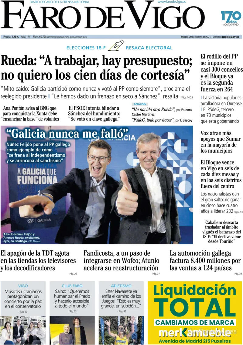 Portada El Diario Vasco 2024-02-20