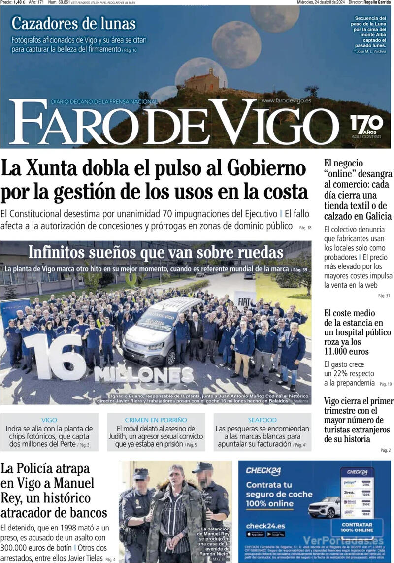 Portada Faro de Vigo 2024-04-25