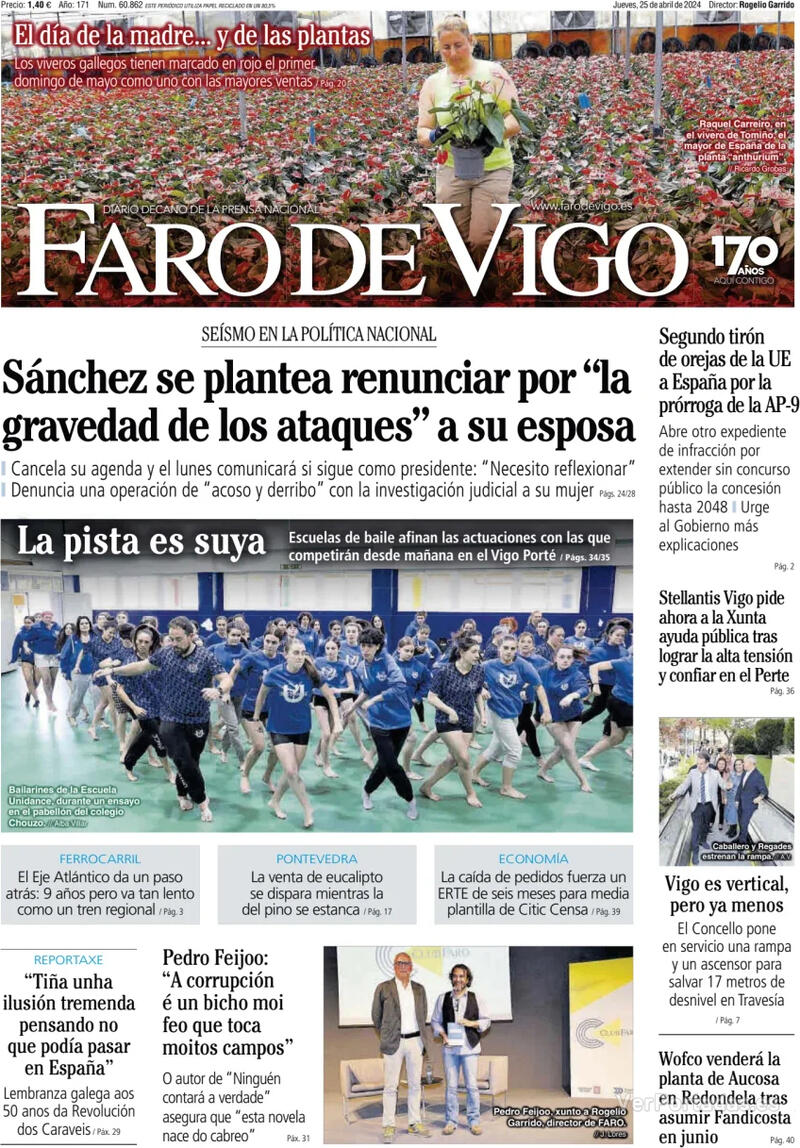 Portada Faro de Vigo 2024-04-26