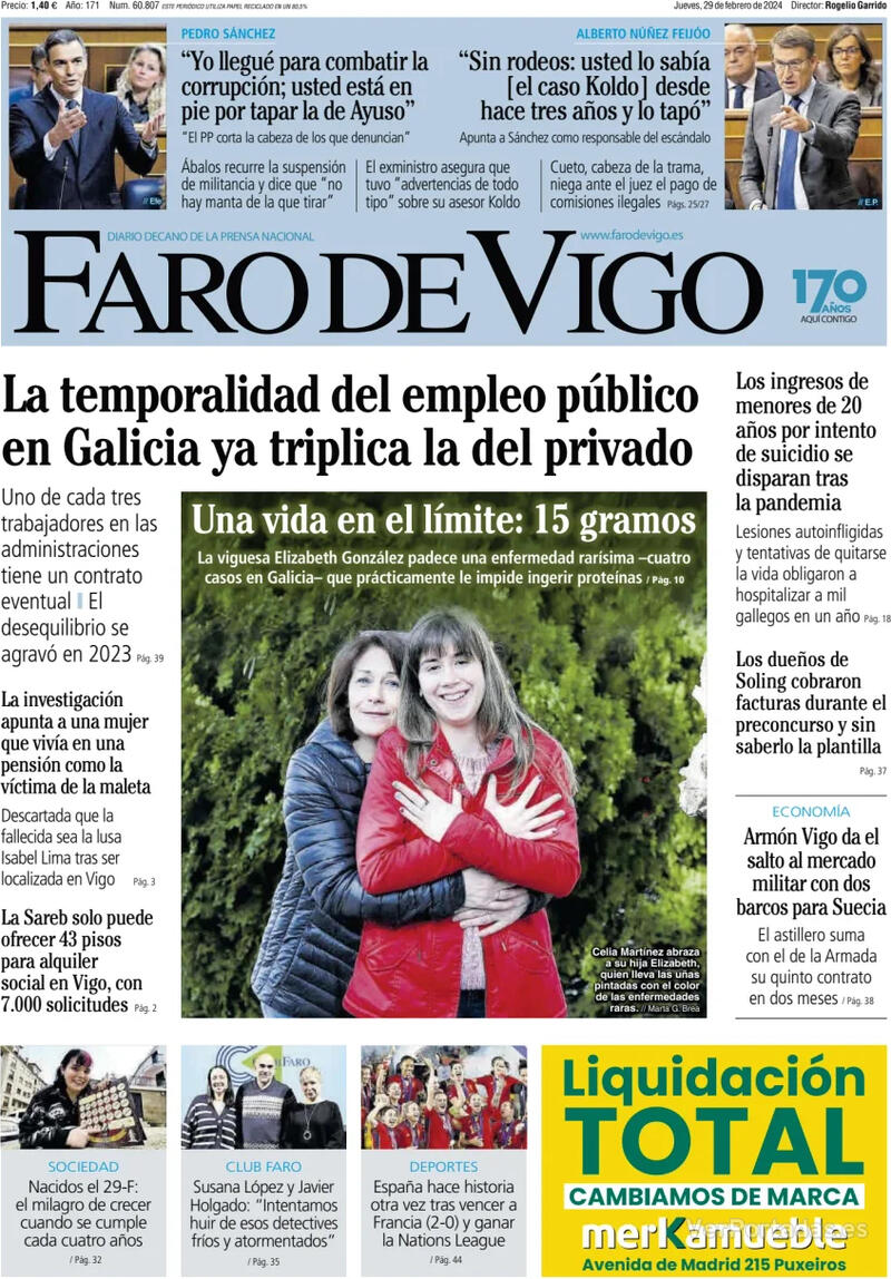 Portada Faro de Vigo 2024-03-01