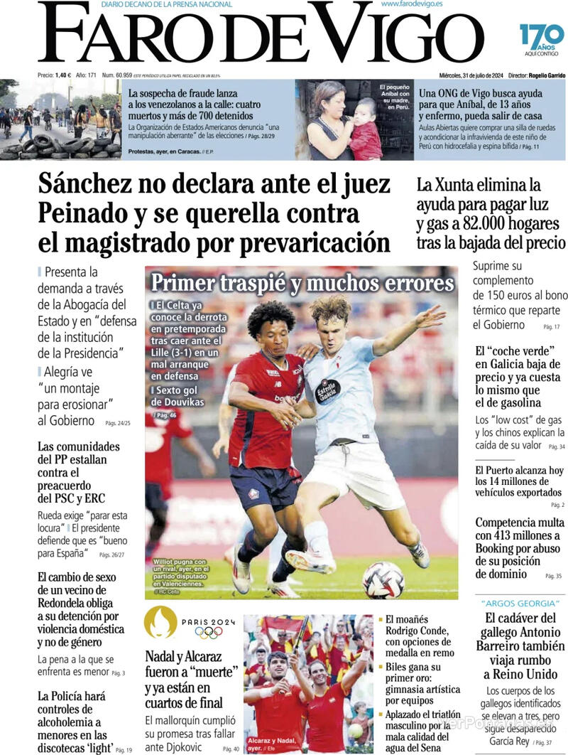Portada El Diario Vasco 2024-07-31