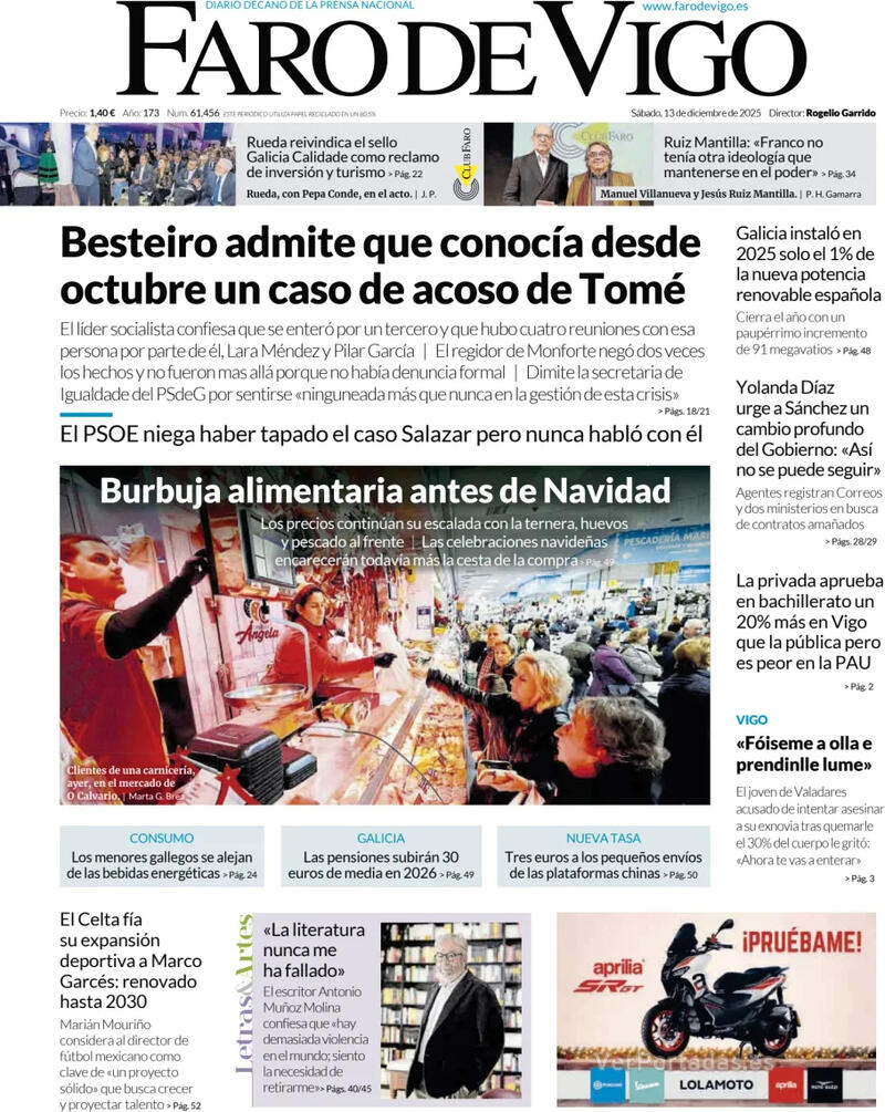 Portada El Diario Vasco 2025-12-13