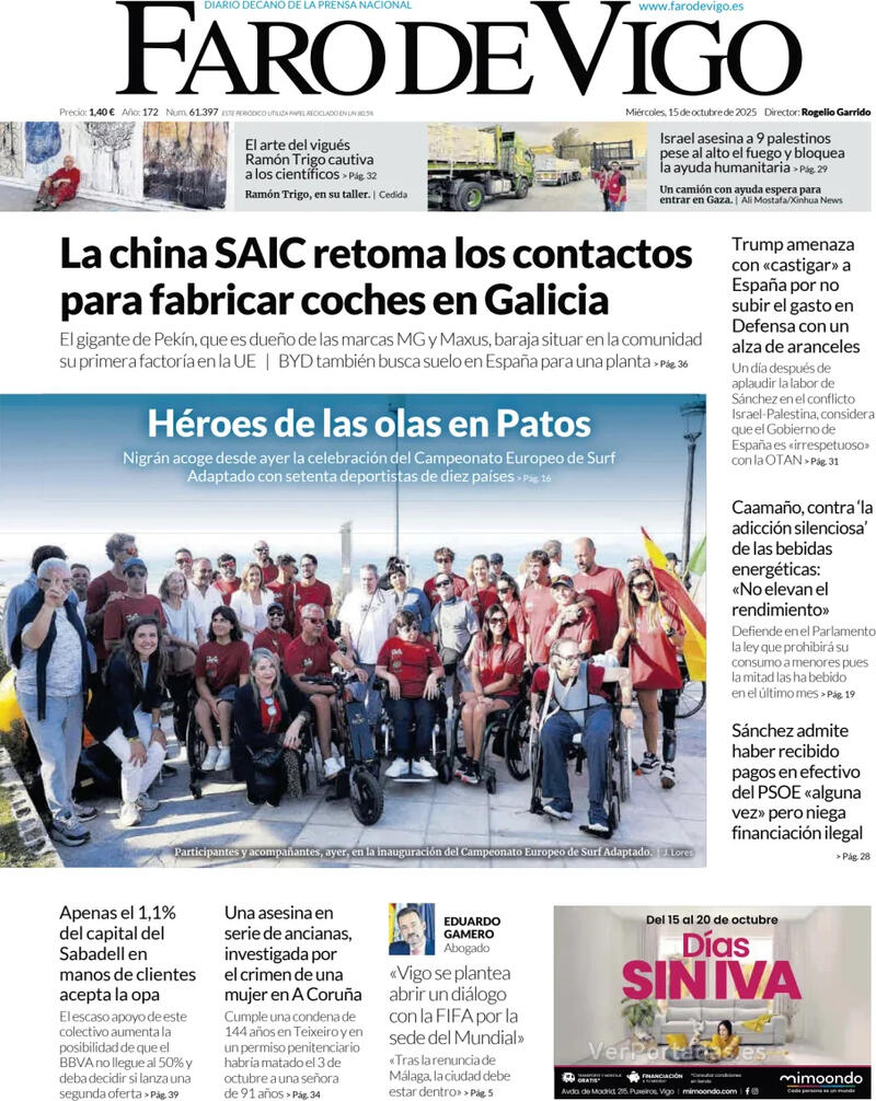 Portada El Diario Vasco 2025-10-15