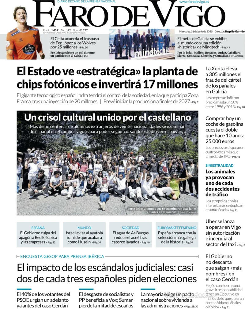 Portada El Diario Vasco 2025-06-18