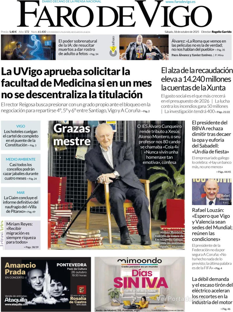 Portada El Diario Vasco 2025-10-18