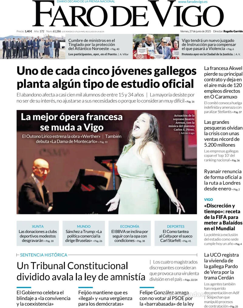 Portada El Diario Vasco 2025-06-27