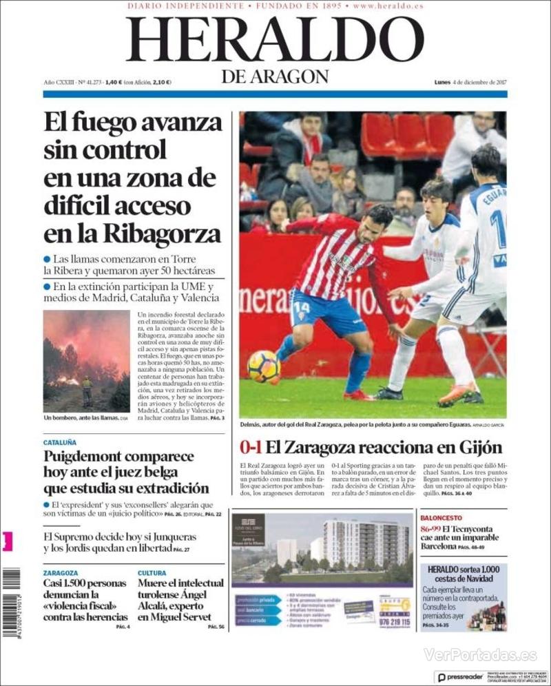 Portada Heraldo De Aragón Lunes 4 De Diciembre De 2017 8001