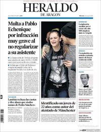 Portada Heraldo de Aragón 2017-05-24