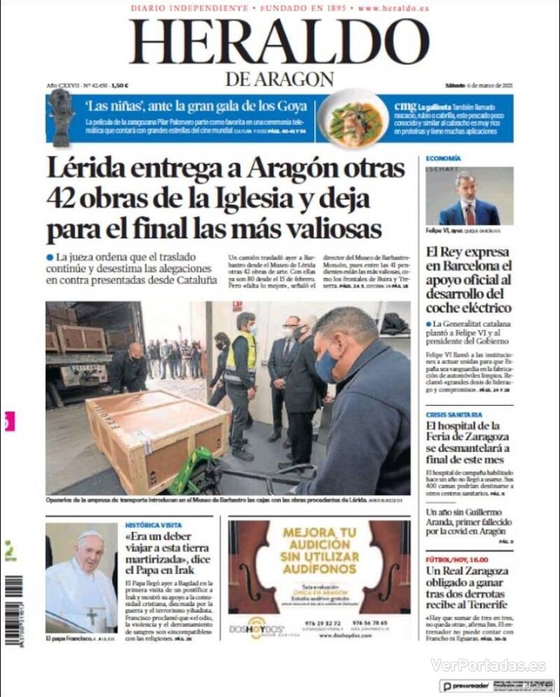 Portada Heraldo de Aragón 2021-03-07