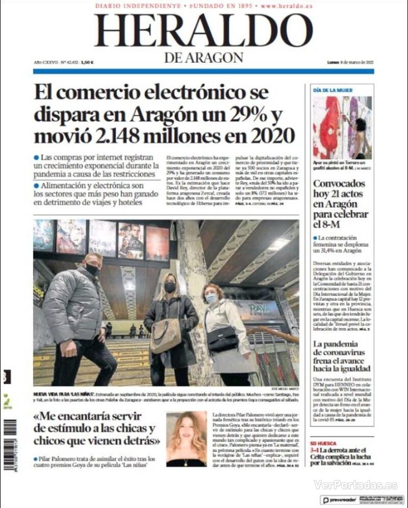 Portada Heraldo de Aragón 2021-03-09