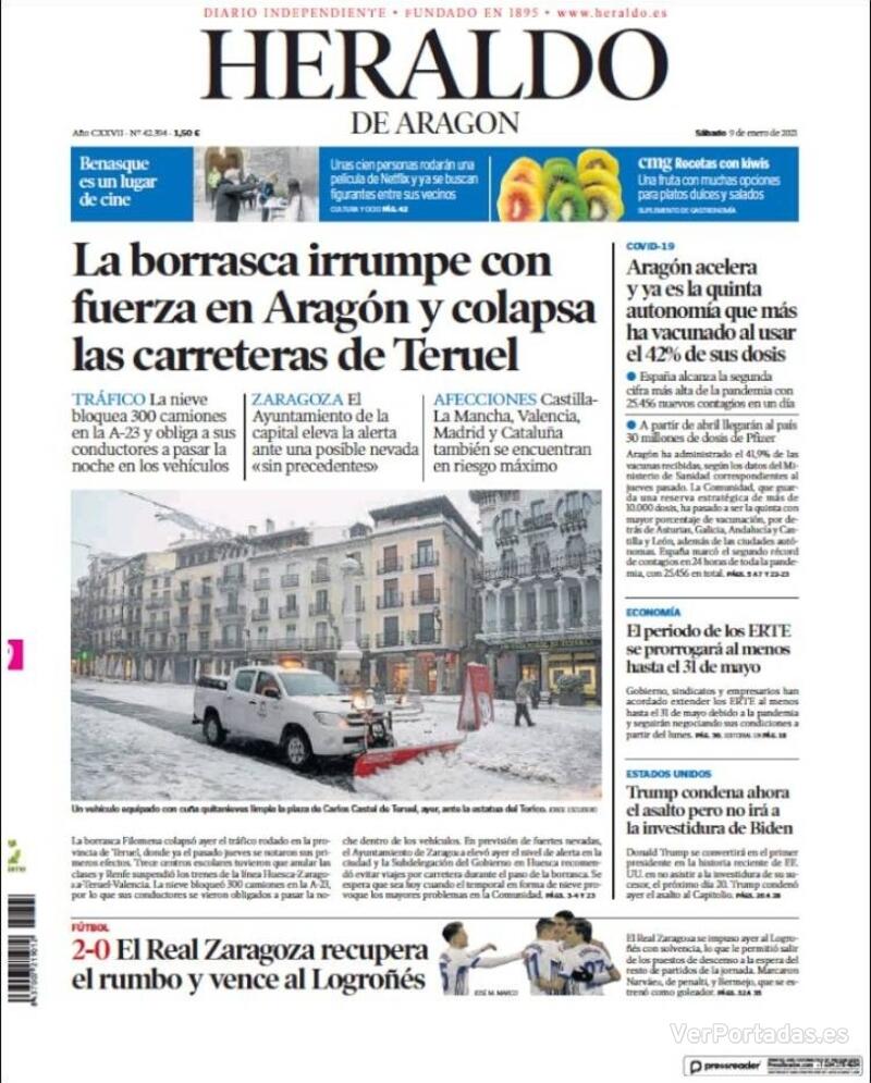 Portada Heraldo de Aragón 2021-01-10