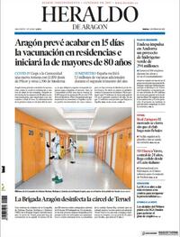 Portada Heraldo de Aragón 2021-02-02