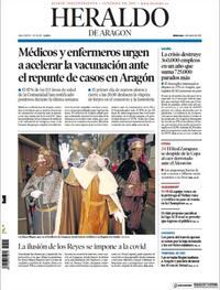 Portada Heraldo de Aragón 2021-01-06
