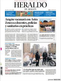 Portada Heraldo de Aragón 2021-02-06