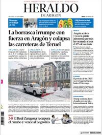 Portada Heraldo de Aragón 2021-01-09