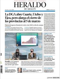 Portada Heraldo de Aragón 2021-02-10