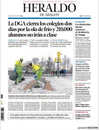 Portada Heraldo de Aragón 2021-01-11
