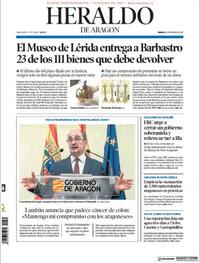 Portada Heraldo de Aragón 2021-02-16