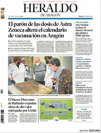 Portada Heraldo de Aragón 2021-03-17