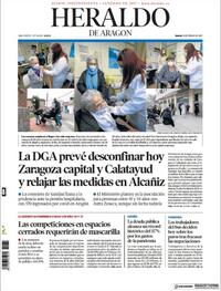Portada Heraldo de Aragón 2021-02-18