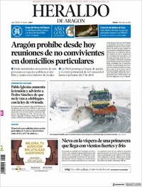 Portada Heraldo de Aragón 2021-03-20