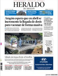 Portada Heraldo de Aragón 2021-02-21