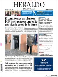 Portada Heraldo de Aragón 2021-01-24