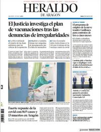 Portada Heraldo de Aragón 2021-01-28