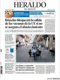 Portada Heraldo de Aragón 2021-01-29