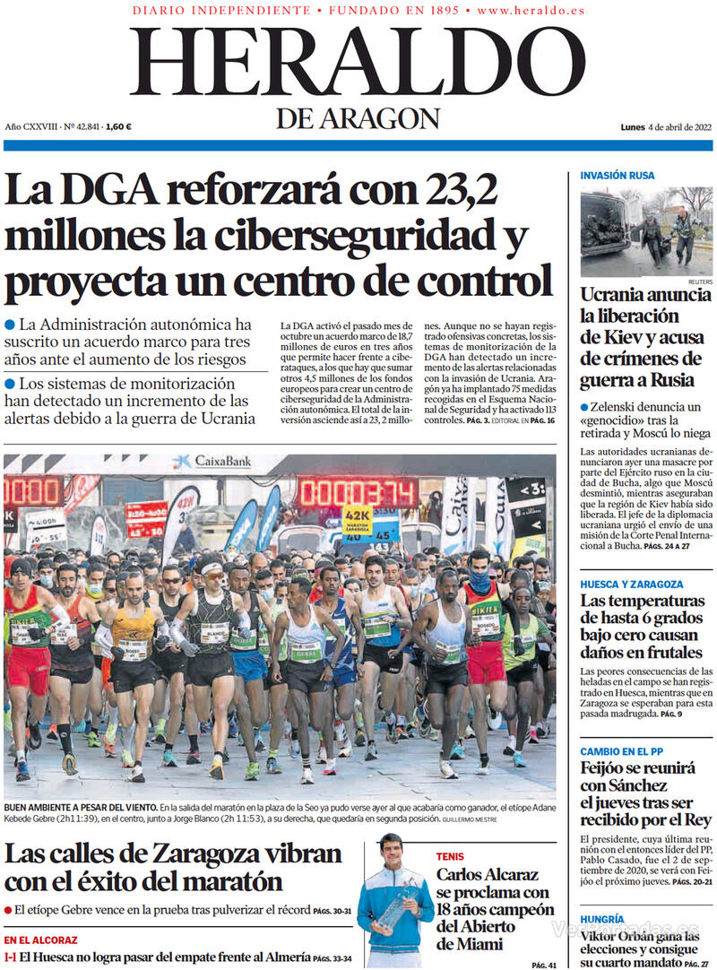 Portada Heraldo de Aragón 2022-04-05