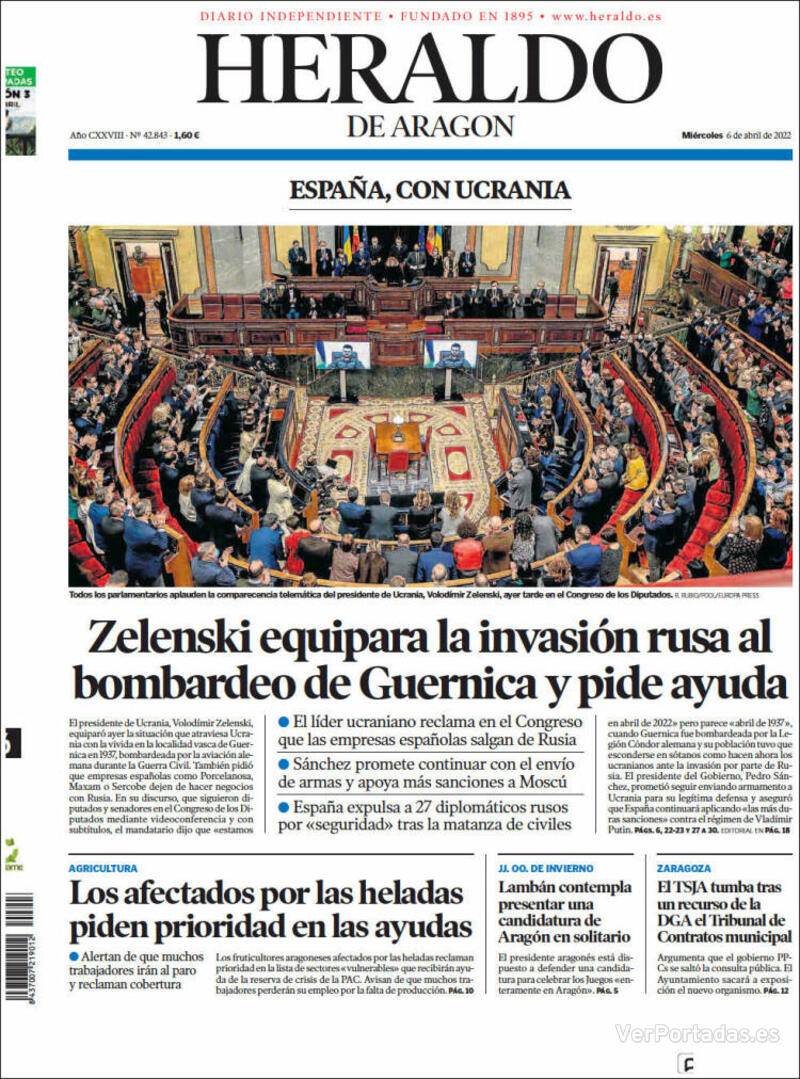 Portada Heraldo de Aragón 2022-04-07