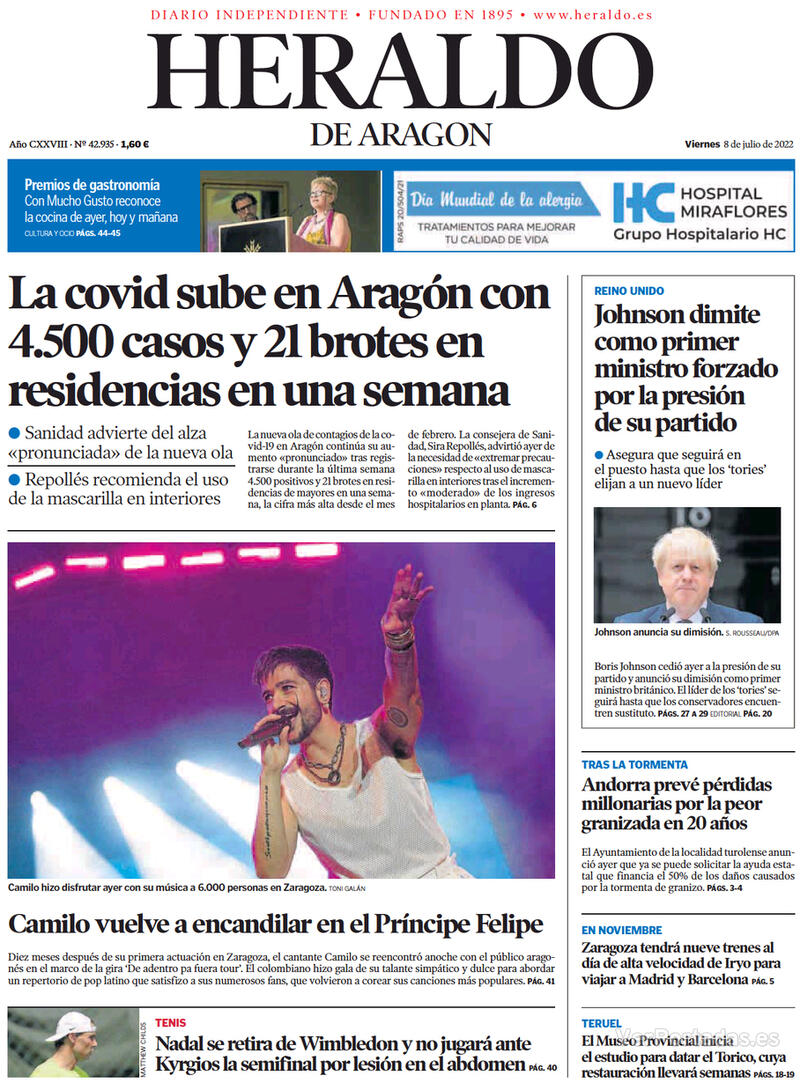 Portada Heraldo de Aragón 2022-07-09